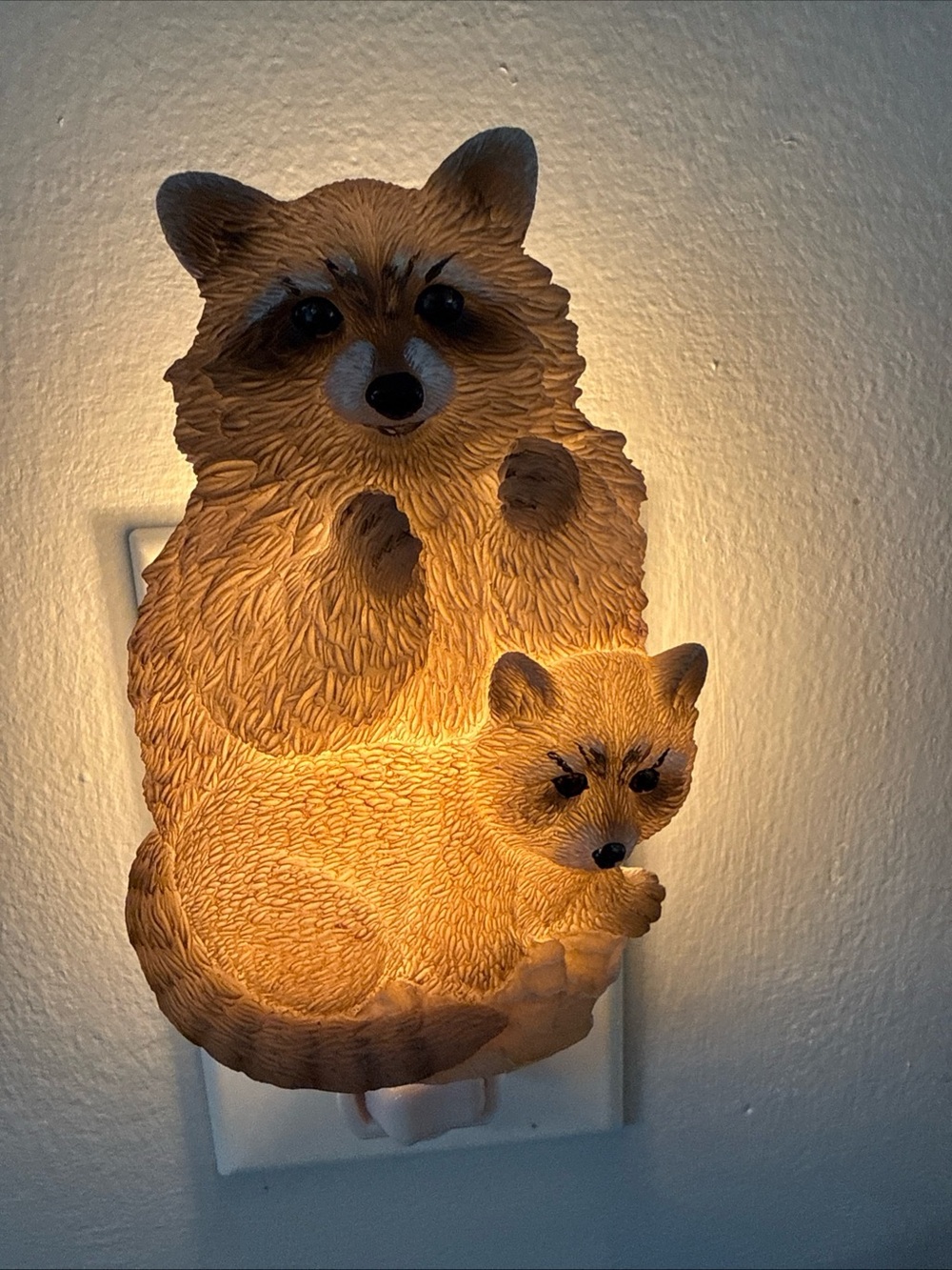 Raccoon Duo Night Light - Warm White Home Art Accent